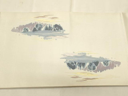 平和屋着物◎太鼓柄袋帯 風景文 銀糸 正絹 逸品 CAAT0111ft