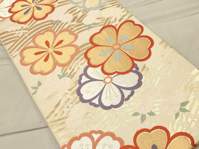 平和屋着物◎六通柄袋帯　唐織　流水舞花文　金銀糸　正絹　逸品　CAAT0160ft