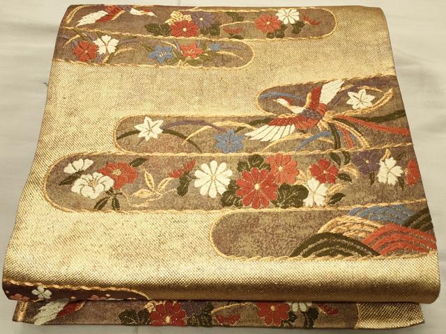 平和屋着物◎佐賀錦　六通柄袋帯　雲取小袖文　金糸　正絹　逸品　CAAT0202ft