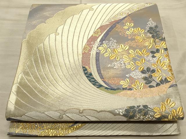 平和屋着物◎六通柄袋帯　爽秋雪輪文　金銀糸　正絹　逸品　CAAT0209ft