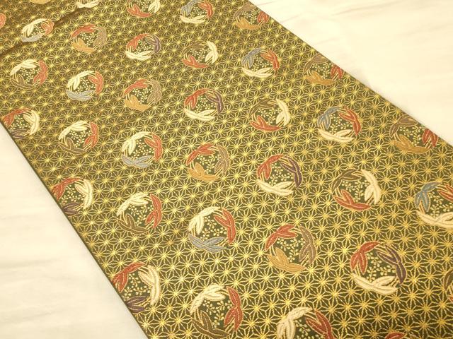 平和屋着物◎六通柄袋帯 唐織 笹丸文 金糸 正絹 逸品 CAAT0261ft