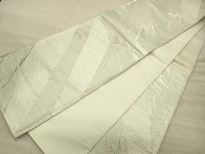 平和屋着物◎六通柄袋帯 竹 銀糸 正絹 逸品 CAAT0277ft
