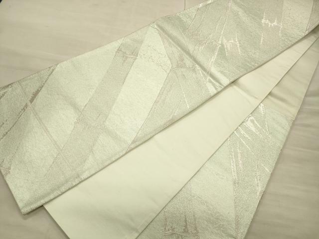 平和屋着物◎六通柄袋帯 竹 銀糸 正絹 逸品 CAAT0277ft
