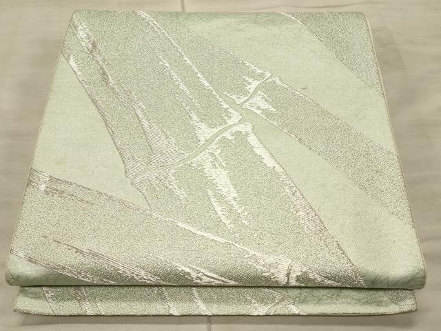 平和屋着物◎六通柄袋帯 竹 銀糸 正絹 逸品 CAAT0277ft