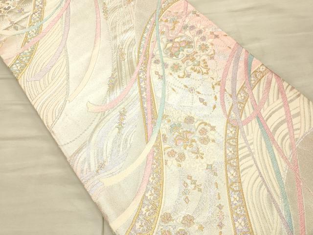 平和屋着物◎六通柄袋帯 唐織 鬘帯花文 金銀糸 正絹 逸品 CAAT0279ft