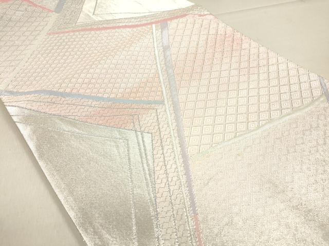 平和屋着物◎佐賀錦 六通柄袋帯 切嵌文 銀糸 正絹 逸品 CAAT0409dy