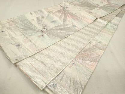 平和屋着物◎両面 全通柄袋帯 吉祥文 銀糸 関西仕立て 正絹 逸品 CAAT0419dy