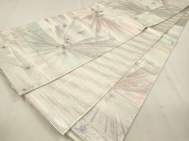 平和屋着物◎両面 全通柄袋帯 吉祥文 銀糸 関西仕立て 正絹 逸品 CAAT0419dy