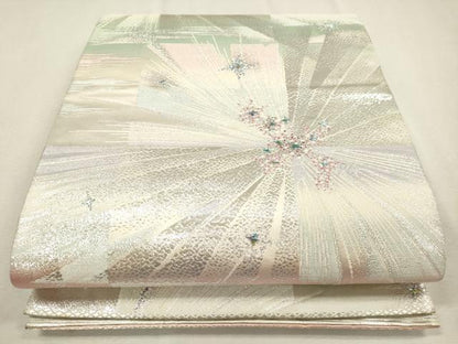 平和屋着物◎両面 全通柄袋帯 吉祥文 銀糸 関西仕立て 正絹 逸品 CAAT0419dy