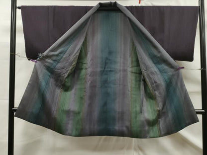 平和屋着物＃道中着 リバーシブル 霞文 暈し染め ショール付き ロング丈 正絹 逸品 CAAT0467dy