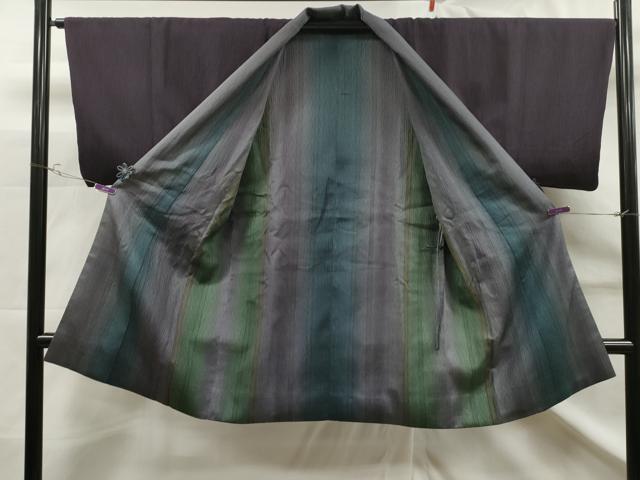 平和屋着物＃道中着 リバーシブル 霞文 暈し染め ショール付き ロング丈 正絹 逸品 CAAT0467dy