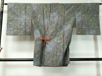 平和屋着物∞道中着　お召地　草花文　金糸　正絹　逸品　未使用　CAAT0472dy