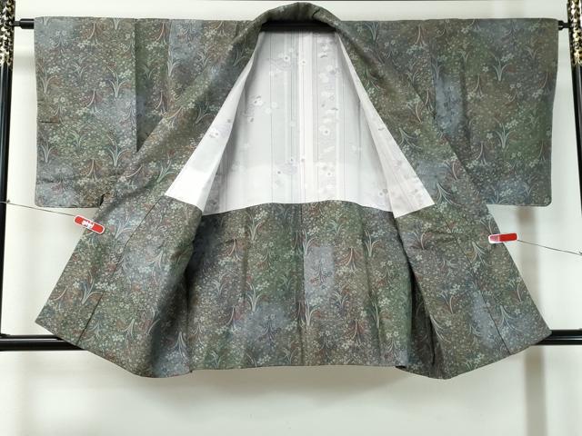 平和屋着物∞道中着　お召地　草花文　金糸　正絹　逸品　未使用　CAAT0472dy