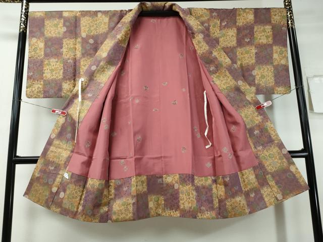 平和屋着物＃道中着 お召地 草花文 ますいわ屋扱い 正絹 逸品 CAAT0475dy
