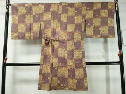 平和屋着物＃道中着 お召地 草花文 ますいわ屋扱い 正絹 逸品 CAAT0475dy