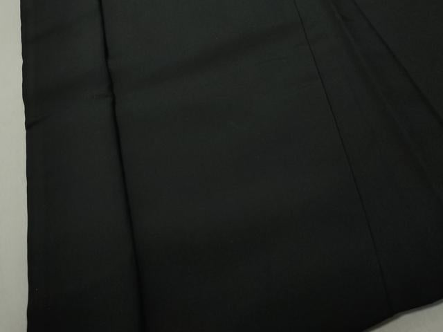 平和屋着物∞男性　黒紋付　羽織　羽裏：松葉色　正絹　逸品　CAAT0481dy