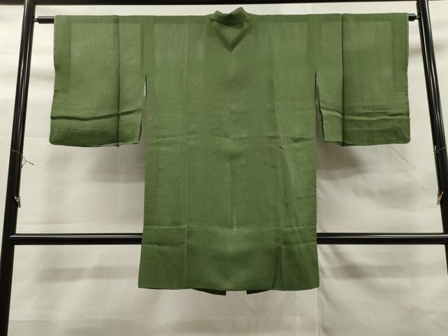 平和屋着物▽道中着　スリーシーズン　春夏秋　塵除け　紗　草色　ロング丈　正絹　逸品　未使用　CAAT0488dy