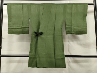 平和屋着物▽道中着　スリーシーズン　春夏秋　塵除け　紗　草色　ロング丈　正絹　逸品　未使用　CAAT0488dy