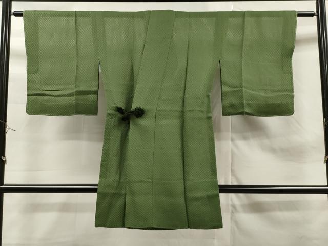 平和屋着物▽道中着　スリーシーズン　春夏秋　塵除け　紗　草色　ロング丈　正絹　逸品　未使用　CAAT0488dy