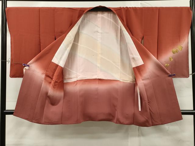 平和屋着物∞道行コート 蔦の葉文 暈し染め 金彩 正絹 逸品 未使用 CAAT0507dy