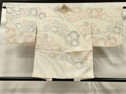 平和屋着物＃名門　藤娘きぬたや・総絞り　羽織　草花文　正絹　逸品　CAAT0508dy