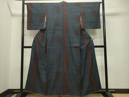 平和屋着物●結城紬 100亀甲 吉祥文 正絹 逸品 CAAT0555dy
