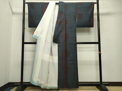 平和屋着物●結城紬 100亀甲 吉祥文 正絹 逸品 CAAT0555dy
