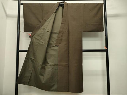 平和屋着物●男性 紬 アンサンブル 樺茶色 正絹 逸品 CAAT0562dy