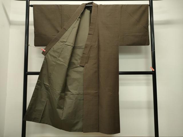 平和屋着物●男性 紬 アンサンブル 樺茶色 正絹 逸品 CAAT0562dy