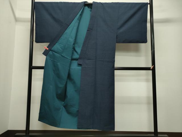 平和屋着物●男性 紬 アンサンブル 濃紺地 正絹 逸品 CAAT0563dy