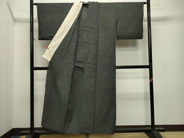 平和屋着物▽小紋 単衣 変わり縞 交織 CAAT0592dy