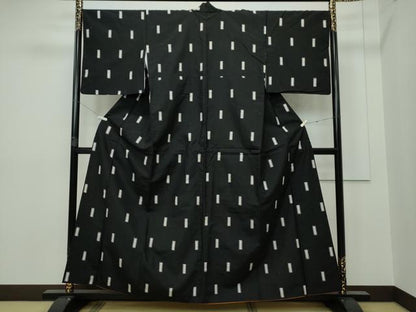平和屋着物●上質な紬　遊彩飛白　反端付き　正絹　逸品　CAAT0616dy