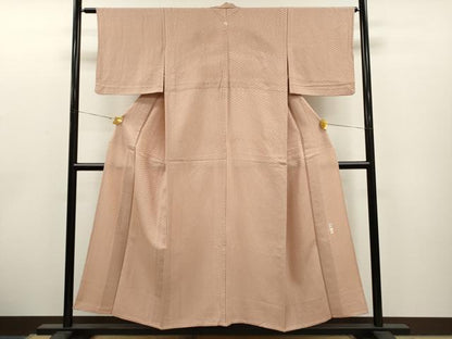 平和屋着物▽上質な小紋 単衣 作家物 胡桃 蜀江文 正絹 逸品 CAAT0733dy