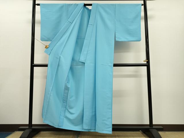 平和屋着物▽色無地　単衣　空色　洗える着物　CAAT0735dy