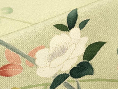 平和屋着物▽本加賀友禅作家　南克治　訪問着　単衣　枝花文　正絹　逸品　CAAT0736dy