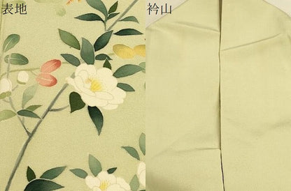 平和屋着物▽本加賀友禅作家　南克治　訪問着　単衣　枝花文　正絹　逸品　CAAT0736dy