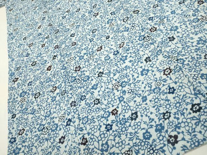 平和屋着物▽上質な小紋 単衣 藍 型染め 草花文 鬼しぼ縮緬 正絹 逸品 CAAT0737dy