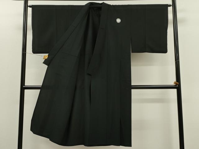平和屋着物▽男性 黒紋付 単衣 長襦袢セット 洗える着物 CAAT0738dy