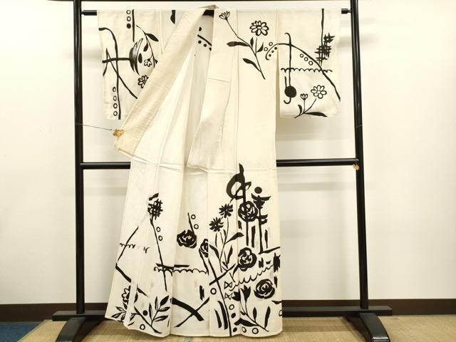 平和屋着物▽訪問着 単衣 吉祥花文 銀彩 鬼しぼ縮緬 正絹 逸品 CAAT0742dy