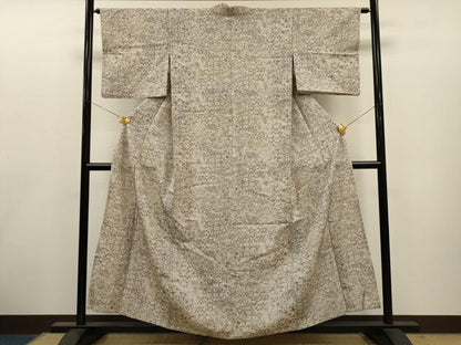 平和屋着物▽上質なお召 単衣 冊子花鳥文 正絹 逸品 CAAT0749dy