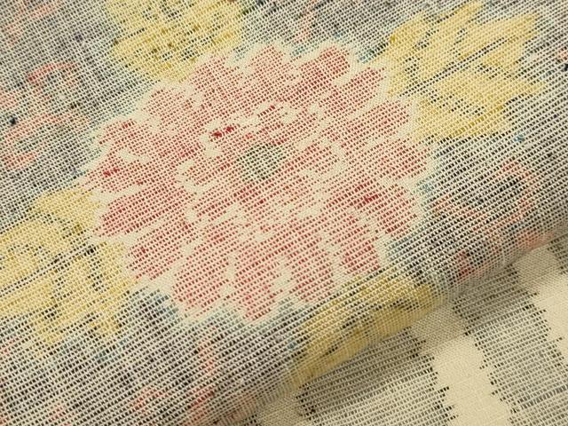 平和屋着物▽上質な紬　単衣　亀甲花間道　正絹　逸品　CAAT0751dy