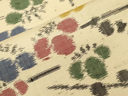 平和屋着物▽上質な紬　単衣　枝梅文　正絹　逸品　CAAT0752dy