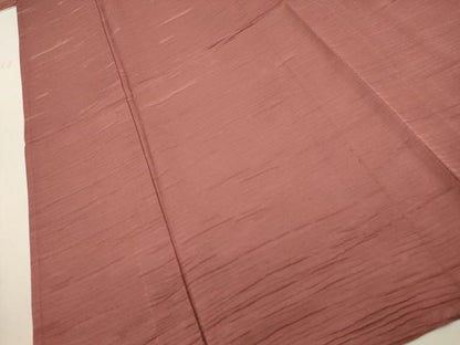 平和屋着物▽上質な色無地 単衣 横段地紋 甚三紅色 正絹 逸品 CAAT0753dy