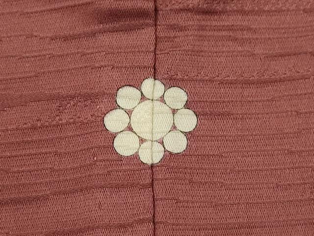 平和屋着物▽上質な色無地 単衣 横段地紋 甚三紅色 正絹 逸品 CAAT0753dy