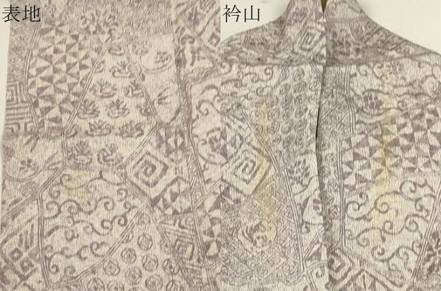 平和屋着物▽上質な小紋　単衣　切嵌草花文　西武百貨店扱い　正絹　逸品　CAAT0754dy