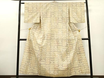 平和屋着物▽本塩沢 単衣 吉祥文 正絹 逸品 CAAT0760dy