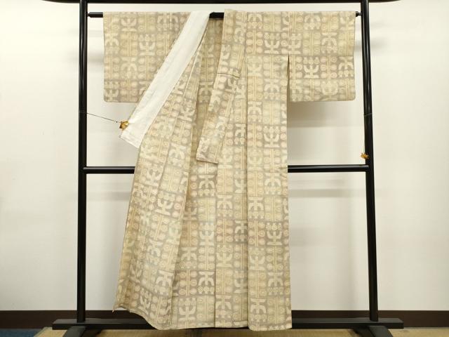 平和屋着物▽本塩沢 単衣 吉祥文 正絹 逸品 CAAT0760dy