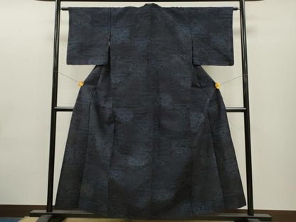 平和屋着物▽本場結城玉紬 単衣 風景文 証紙付き 正絹 逸品 CAAT0762dy