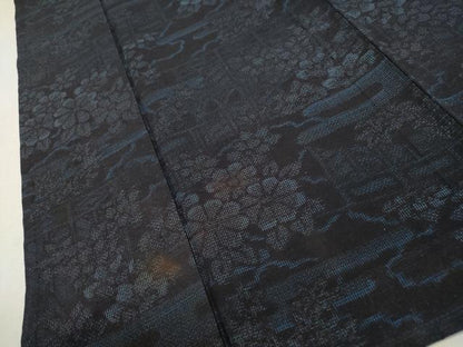 平和屋着物▽本場結城玉紬 単衣 風景文 証紙付き 正絹 逸品 CAAT0762dy