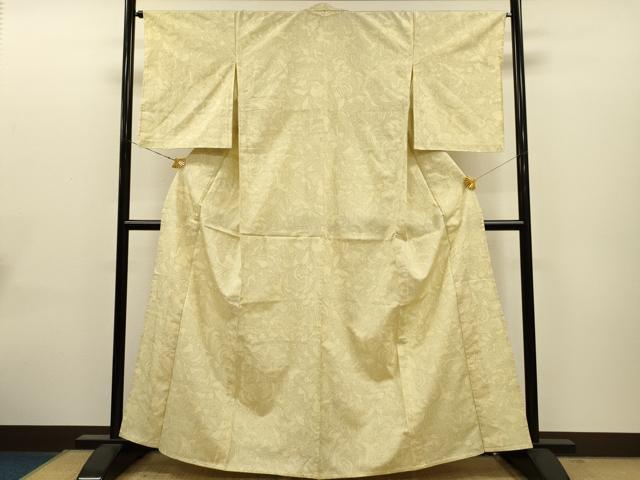 平和屋着物▽上質な紬 単衣 草花文 正絹 逸品 未使用 CAAT0763dy